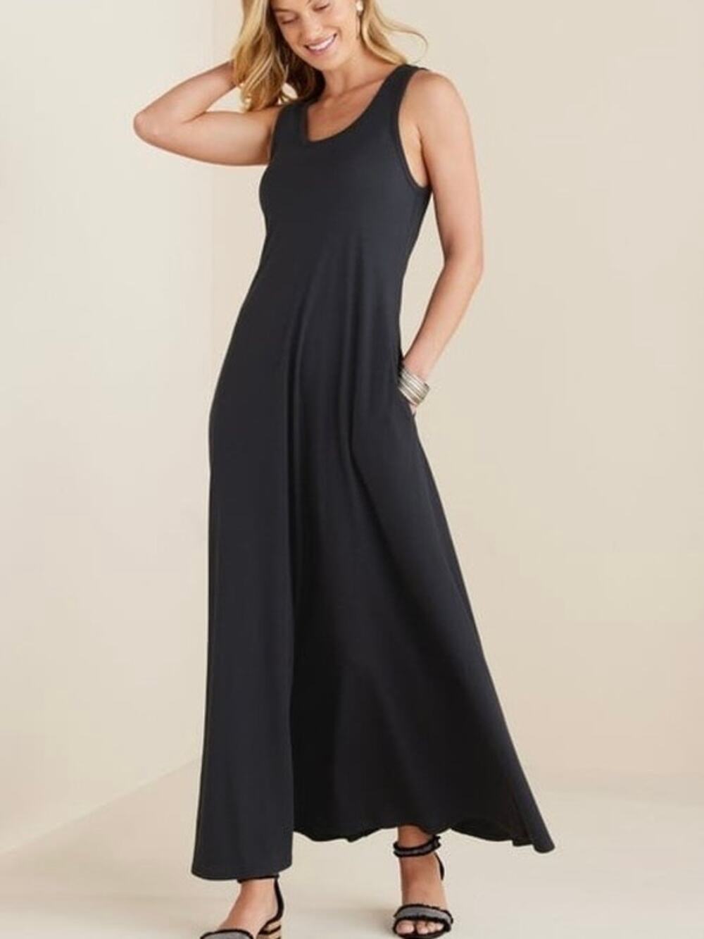 Soft Surroundings Black Santiago Tank Maxi Dress Sz.S